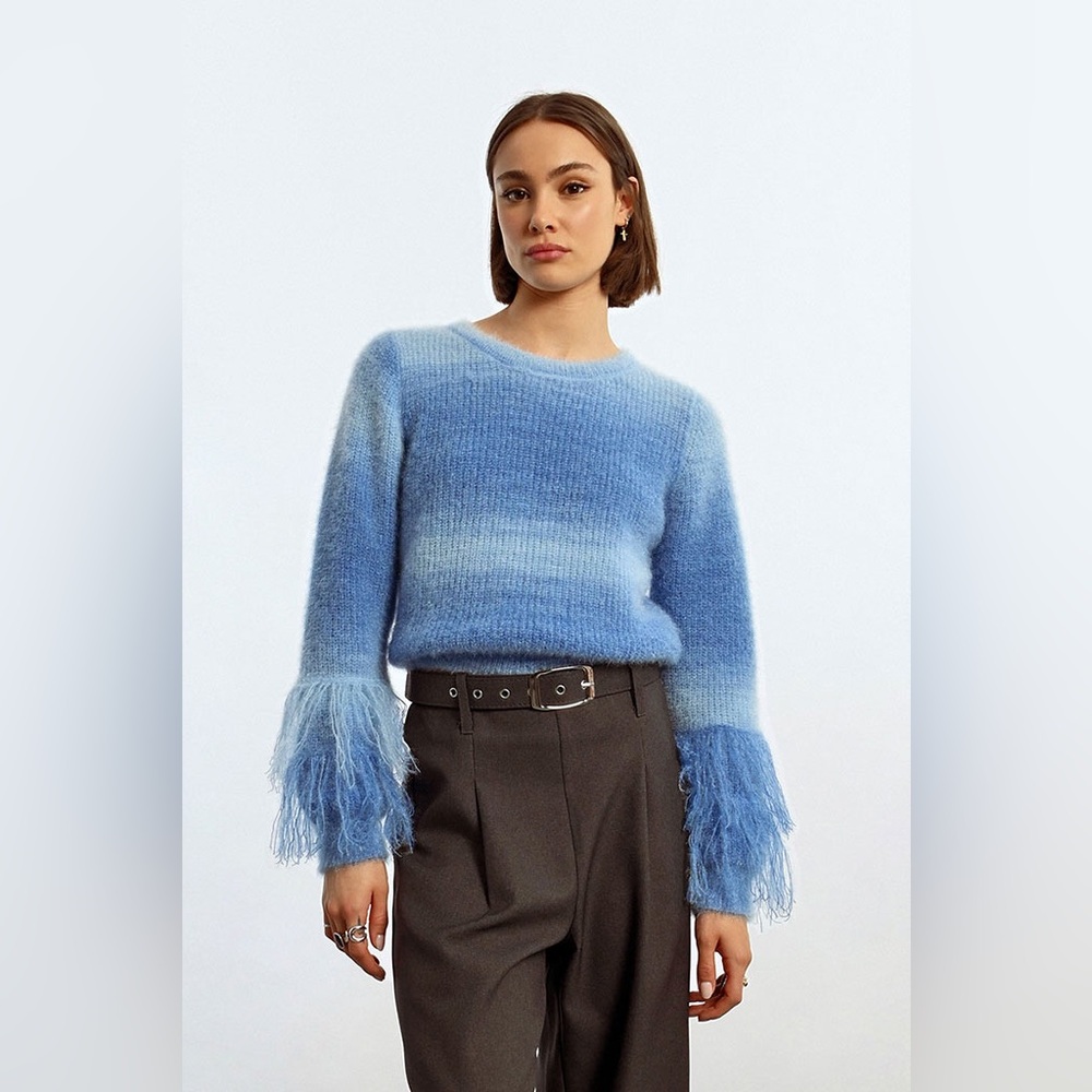 LILI SIDONIO Blue Knitted Sweater Size Large - Picture 2 of 6